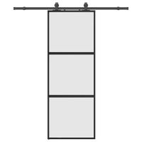 Drzwi przesuwne z zestawem okuć czarne 76x205cm szkło hartowane