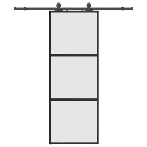 Drzwi przesuwne z zestawem okuć czarne 76x205cm szkło hartowane na Arena.pl
