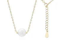 POZŁACANY SREBRNY NASZYJNIK CELEBRYTKA JASNA PERŁA PEREŁKA KULKA KULECZKA