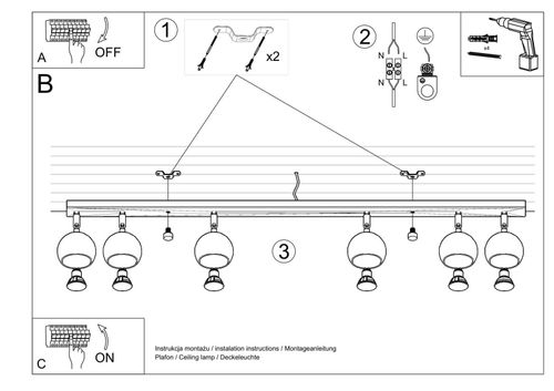 LAMPA sufitowa SL.0442 regulowana OPRAWA listwa SPOT reflektorki kule balls białe na Arena.pl