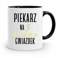 Kubek Czarny Prezent Dla Piekarza Na 5 Gwiazdek Z Nadrukiem Ze Zdjęciem