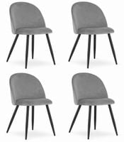 Krzesło tapicerowane szare aksamit komplet 4 sztuki do kuchni jadalni