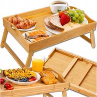 STOLIK ŚNIADANIOWY SKŁADANY POD LAPTOPA DO ŁÓŻKA TACA NA NÓŻKACH DREWNIANA