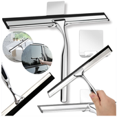 ŚCIĄGACZKA DO SZYB PARY WODY KABIN LUSTER UCHWYTEM METALOWA SREBRNA HACZYK