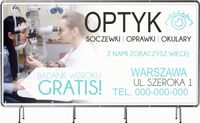 BANER REKLAMOWY 130x80cm różne wzory projekt w cenie OPTYK BADANIE WZROKU