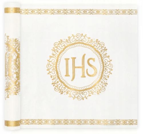 BIEŻNIK KOMUNIJNY,DEKORACJA STOŁU ZŁOTY IHS I KOMUNIA 5m na Arena.pl