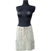 Spódnica Midi Bawełniana Beżowa Rozkloszowana Casual Rozmiar 34 Styl Lato