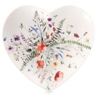 Talerz Deserowy Płytki Mały na Ciasto Deser Porcelanowy Kwiaty Maki Serce