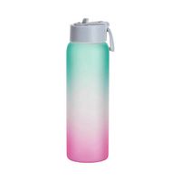 Butelka sportowa 950 ml z matowego szkła do sublimacji - różowo-zielona
