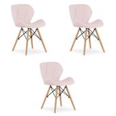 Krzesło tapicerowane skandynawskie różowe LAGO 3 szt. loft nowoczesne