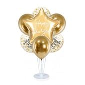 Zestaw balonów na stojaku Sylwester złota gwiazdka Happy New Year