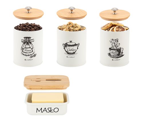 zestaw 3 pojemników kuchennych i maselniczka e-6058 na Arena.pl