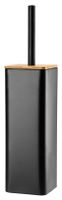 Szczotka WC z kwadratowym pojemnikiem stal bambus VERTO czarny mat styl loftowy