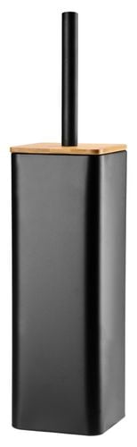 Szczotka WC z kwadratowym pojemnikiem stal bambus VERTO czarny mat styl loftowy na Arena.pl