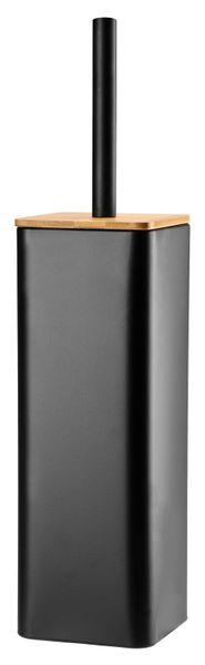 Szczotka WC z kwadratowym pojemnikiem stal bambus VERTO czarny mat styl loftowy zdjęcie 1