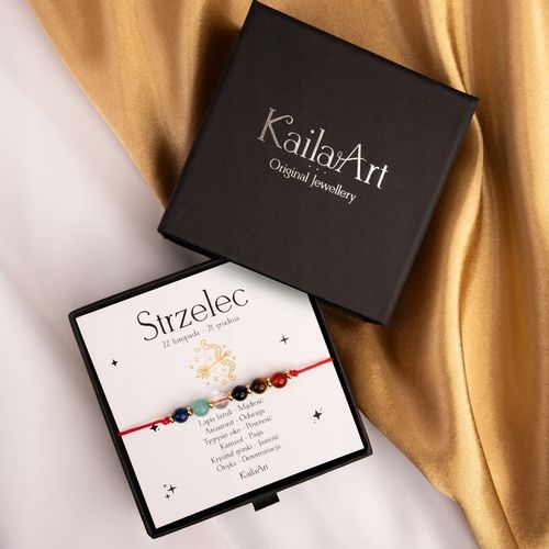 STRZELEC ZNAK ZODIAKU BRANSOLETKA czerwona na sznurku z kamieni naturalnych na Arena.pl