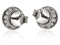 Delikatne rodowane srebrne kolczyki księżyc rogalik moon cyrkonie srebro 925 K3035