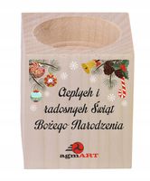 ŚWIECZNIK drewniany NADRUK UV TWOJE LOGO NAPIS ŚWIĄTECZNY reklamowy gadżet