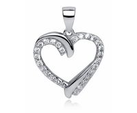 RODOWANY SREBRNY WISIOREK SERCE HEART CYRKONIE
