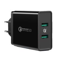 ładowarka sieciowa do telefonu 2x usb-a 36w qc3.0 - czarna