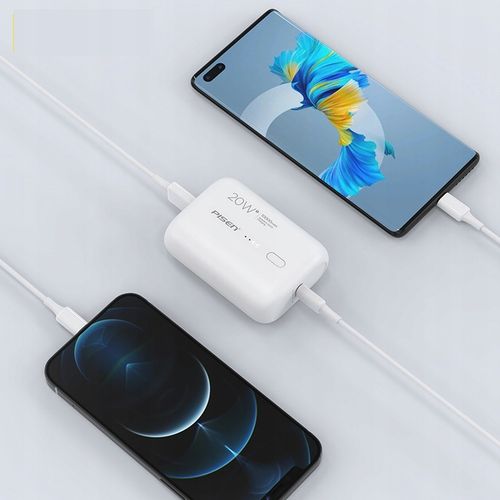 POWERBANK MINI SLIM 10000 mAh 20W USB C PD QC BIAŁY DO IPHONE APPLE + KABEL na Arena.pl