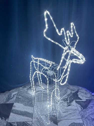 Ozdoba świąteczne RENIFER ŚWIECĄCY Z RUCHOMĄ GŁOWĄ BIAŁY Zimny ZEWNĘTRZNY na Arena.pl