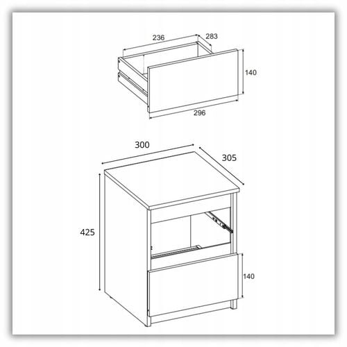szafka nocna biała loft 30 cm, stolik nocny, nakastlik 2 szuflady na Arena.pl