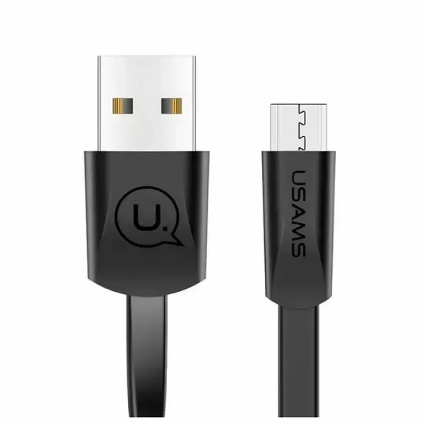 USAMS Kabel płaski U2 microUSB 1,2m czarny zdjęcie 1