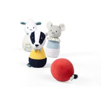 B.O.1437 Zabawka edukacyjna-pluszowe kręgle BADGER EDMUND FRIENDS+ 2 kubki do mycia głowy GRATIS!