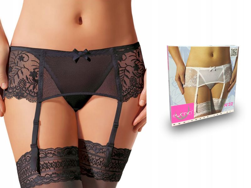 Ewana 032 Luksusowy Pas do Pończoch Czarny XL zdjęcie 1