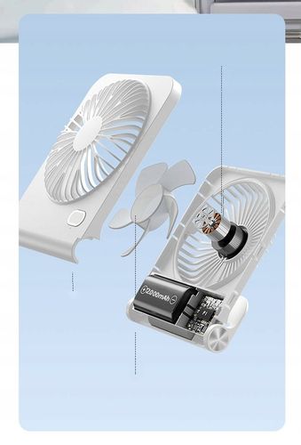 Wiatrak Wentylator Biurkowy Mini Wentylator Biurkowy USB 3 Prędkości Biały na Arena.pl