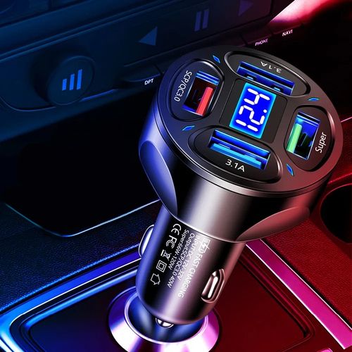MOCNA SZYBKA ŁADOWARKA SAMOCHODOWA 4x USB PD QC 3.0 66W DO TELEFONU DO AUTA na Arena.pl