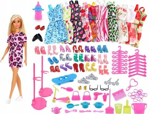 AKCESORIA DLA LALEK SUKIENKI BUTY TOREBKI WIESZAKI GARDEROBA 85 ELEMENTÓW na Arena.pl
