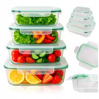 ZESTAW 4 sztuki LUNCHBOX szklane POJEMNIKI na ŻYWNOŚĆ SZCZELNY ŻAROODPORNE