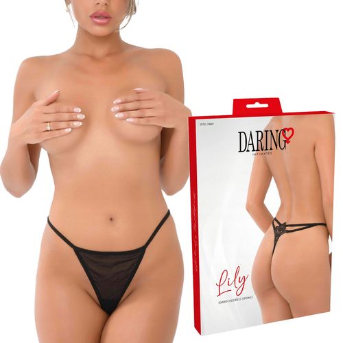 Czarne haftowane Stringi Lily Embroidered String Daring Black S/M na Arena.pl