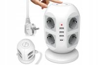 LISTWA ZASILAJĄCA PIONOWA 8 GNIAZD + 4 USB 1,8M PRZEDŁUŻACZ ROZGAŁĘZIACZ