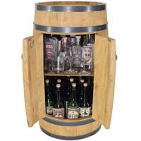 Szafka barowa beczka drewniana minibar z drzwiczkami stojak na wino