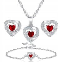 KOMPLET SREBRNEJ BIŻUTERII SERCE DLA DZIEWCZYNY ZESTAW BIŻUTERII SREBRO