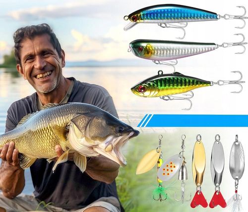 Skrzynka Wędkarska Zestaw Przynęt na Ryby Akcesoria Haczyk Spławik na Arena.pl