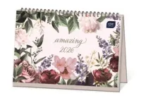 KALENDARZ NA BIURKO TYGODNIOWY POZIOMY KWIATY 2026 INTERDRUK