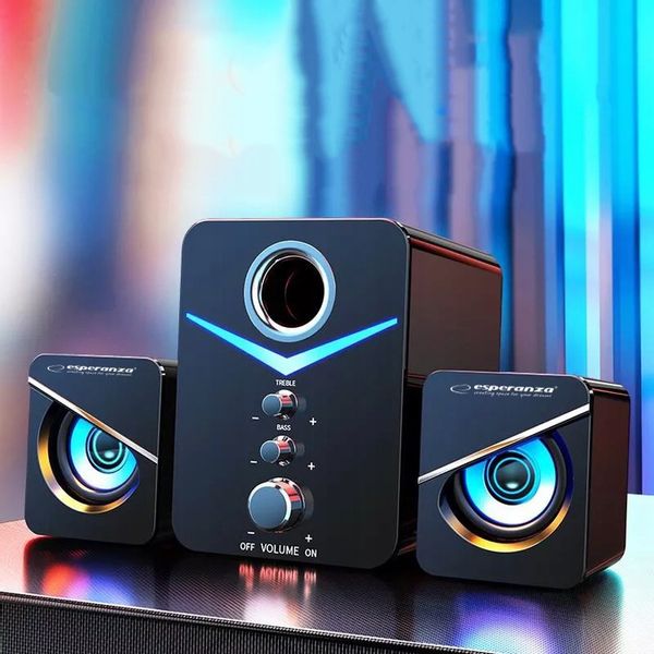 GŁOŚNIKI KOMPUTEROWE 2.1 PODŚWIETLENIE LED MOC 6W zdjęcie 5