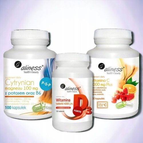 Aliness Witamina C 1000 + D3 4000 IU + Cytrynian Magnezu Potas B6 + GRATIS! na Arena.pl