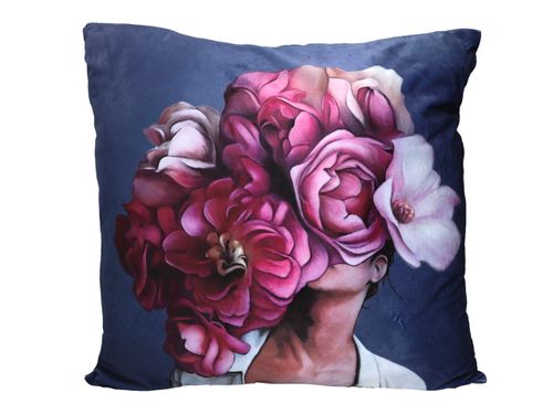 Poduszka z wypełnieniem/suwak - L. Lozano, Kwiaty na głowie (CARMANI) na Arena.pl