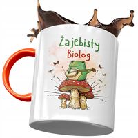 Kubek Pomarańczowy Dla Biologa Żajebisty Biolog Z Nadrukiem Ze Zdjęciem