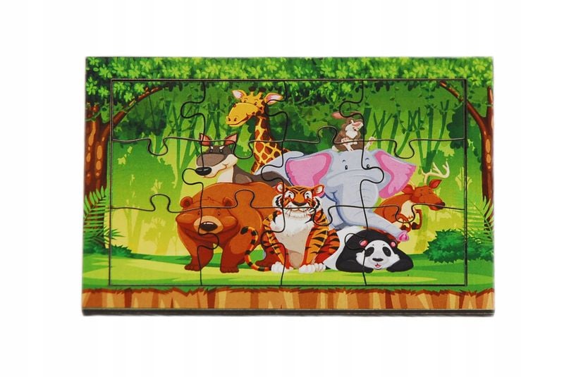 Drewniana EKO kolorowa układanka dla dzieci Zabawka PUZZLE 12 el. zdjęcie 1