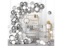 Girlanda balonowa biało-srebrna konfetti, 102 szt.