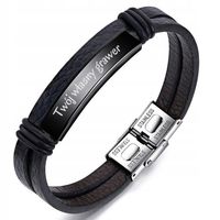 ELEGANCKA SKÓRZANA BRANSOLETKA STAL MOŻLIWY GRAWER