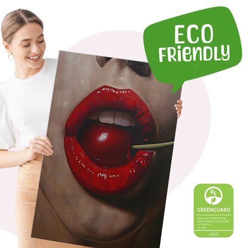 Obraz Canvas Czerwone Kobiece Usta Portret Wiśnia Abstrakcja 60cm x 90cm na Arena.pl