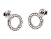 Rodowane okrągłe srebrne kolczyki celebrytka kółko kółeczko ring cyrkonie srebro 925 K1601