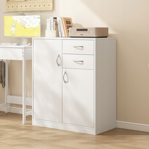 Komoda z szufladami i półkami loft skandynawski regał szafka biała 74cm na Arena.pl